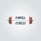 Fitness barbell. Red, blue and yellow vector design