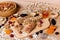 Fitness bars with granola, oatmeal, nuts, dried fruit and honey