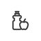 Fitness bottle and apple line icon