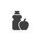 Fitness bottle and apple vector icon