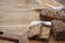 Fitness bread. A loaf of fresh rustic whole meal rye bread, sliced on a wooden board, rural food background. Copy space.