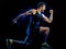 Fitness cardio boxing exercise body combat man isolated black background