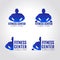 Fitness center sport blue tone logo