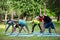 Fitness class stretching