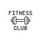 Fitness club barbell line icon