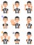 Fitness club instructor male upper body set of 9 different poses