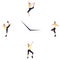 Fitness concept with the sporty woman on a white background on the clock.
