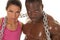 Fitness couple chain sweat close look