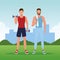 Fitness couple mens doing exercise