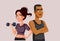 Fitness Couple Standing Together Vector Illustration