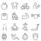 Fitness, diet line icons