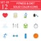 Fitness and diet solid icon set, Healthy life