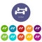 Fitness dumbbell icons set vector color