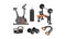 Fitness Equipment And Accessories For Gym And Sports Vector Illustartion Set Isolated On Whiote Background