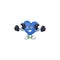 Fitness exercise blue love mascot icon with barbells