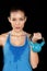 Fitness exercise crossfit woman holding kettlebell