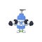 Fitness exercise handsanitizer cartoon character using barbells