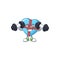 Fitness exercise love gift blue mascot icon with barbells