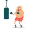 Fitness exercise for old man vector. Workout yoga and sports. Cartoon character