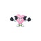 Fitness exercise pink love mascot icon with barbells