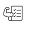 Fitness exercise plan icon. workout list sheet with hand muscle symbol for bodybuilding program. simple monoline graphic