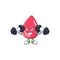 Fitness exercise red blood cartoon character using barbells