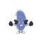 Fitness exercise salmonella typhi cartoon character using barbells