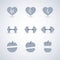 Fitness exercises progress icons set