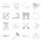 Fitness, fishing, history and other web icon in outline style.lighting, technology, security icons in set collection.