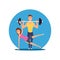 Fitness fun person vector cartoon characters. Flat sport motivation illustration