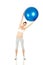 Fitness girl holding exercising ball