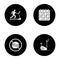 Fitness glyph icons set