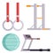 Fitness gym club vector icons athlet and sport activity body tools wellness dumbbell equipment