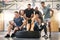 Fitness, gym and group of people portrait for workout teamwork, collaboration and motivation with power, energy and