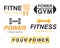 Fitness gym logo signs collection, bodybuilding club emblem templates icons set