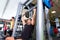 Fitness gym man multipower system weightlifting