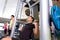 Fitness gym man multipower system weightlifting