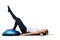 Fitness, half ball and woman doing floor exercise, studio workout or pilates stability challenge on ground. Gym