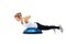 Fitness, half ball and woman in a studio for stretching body workout or training with balance. Sports, equipment and