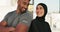 Fitness, happy and Muslim couple training for motivation, health and energy together in the city. Wellness, Islam and