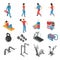 Fitness Health Isometric Icons Set