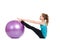 Fitness instructor,shows exercises with a large ball.