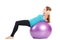 Fitness instructor,shows exercises with a large ball.