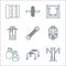 fitness line icons. linear set. quality vector line set such as bodybuilding tool, hand grip, boxing gloves, workout machine,