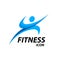 Fitness logo with abstract healthy body wellness icon. Vector illustration