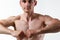 Fitness man background shoulder biceps