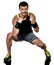 Fitness man cardio boxing exercises isolated