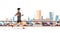 Fitness man running outdoor guy listening to music with headphones on smartphone healthy lifestyle concept cityscape