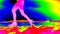 Fitness man running on sandy beach. Weight loss concept in Infra red scan of adult runner.  Thermovision of runner energy emission