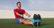 Fitness man training arms with resistance bands doing seated row exercise